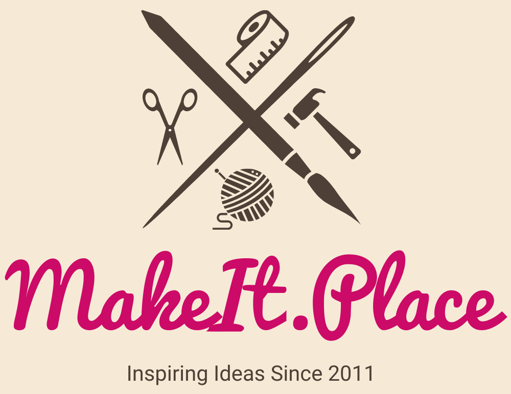 Make It Place logo with 4 icons scissors, yarn, hammer, measuring tape, needle, paintbrush